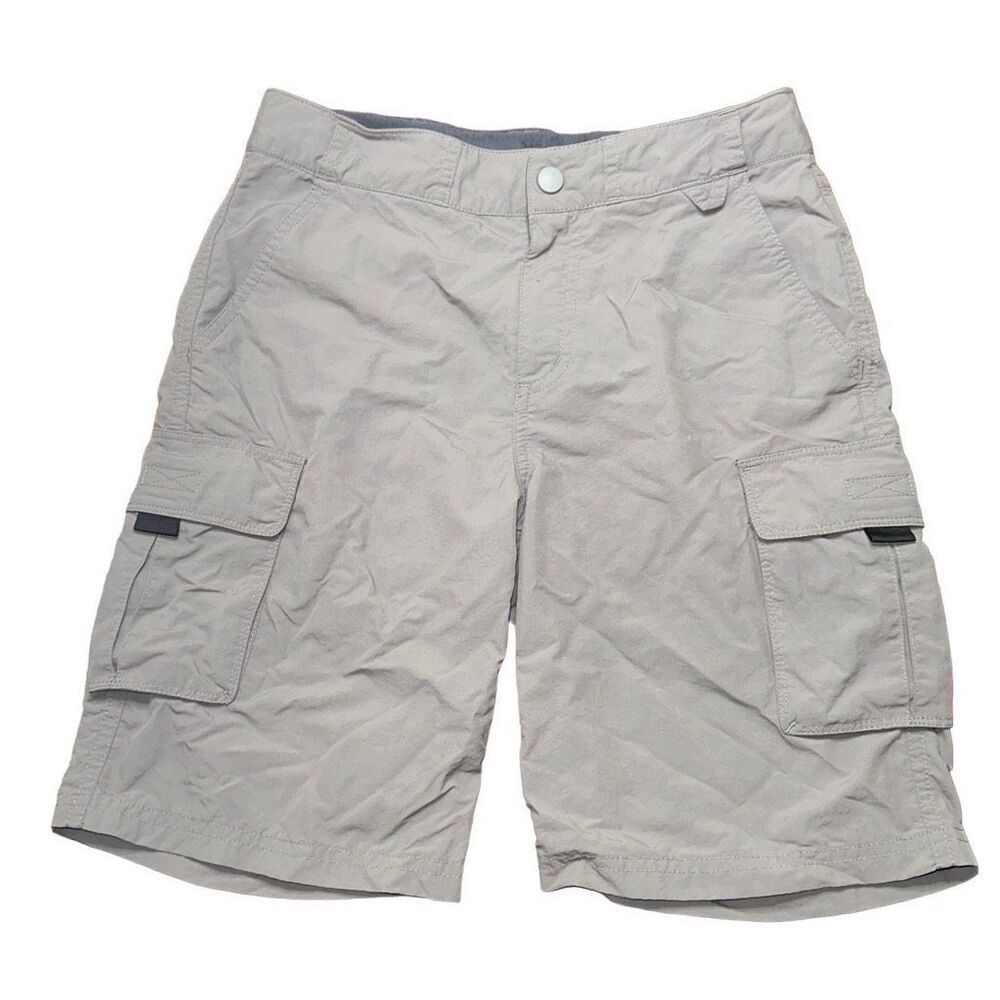 Boys sz M 8-10 Cargo synthetic shorts in dr gray adjustable quick dry adventure